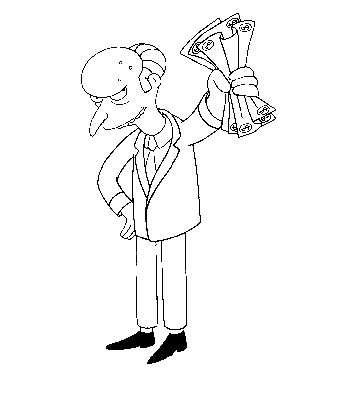 coloriage le mechant directeur de homer simpson